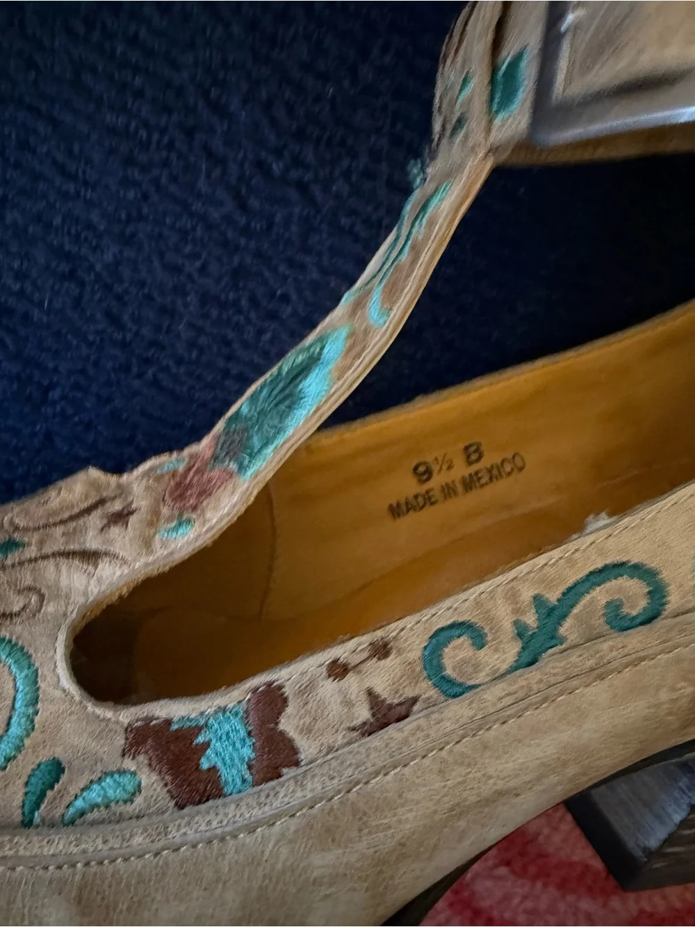 Old Gringo Rico T Strap Embroidered Western Booties Turquoise Floral Leather